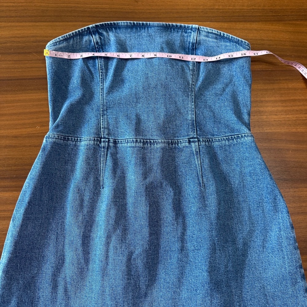 Abercrombie & Fitch Strapless Denim Midi Dress Large Stretch Bodycon Corset NWT - Picture 5 of 13